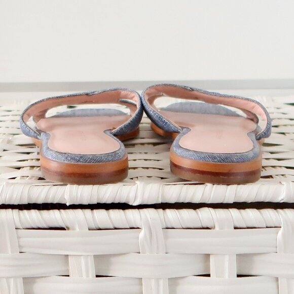 Anthropologie Avec Les Filles Blaye Chambray Slide Sandals Flip Flops Flats 7 - Picture 7 of 16